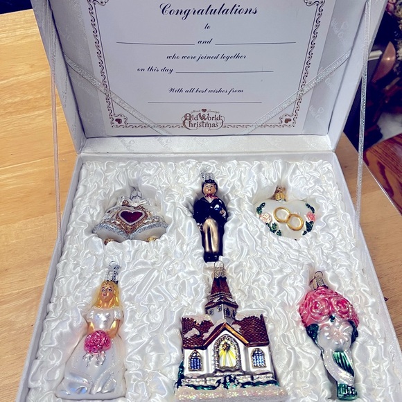 Old World Christmas Wedding Ornaments Set of 6 glass ornaments - Picture 7 of 7